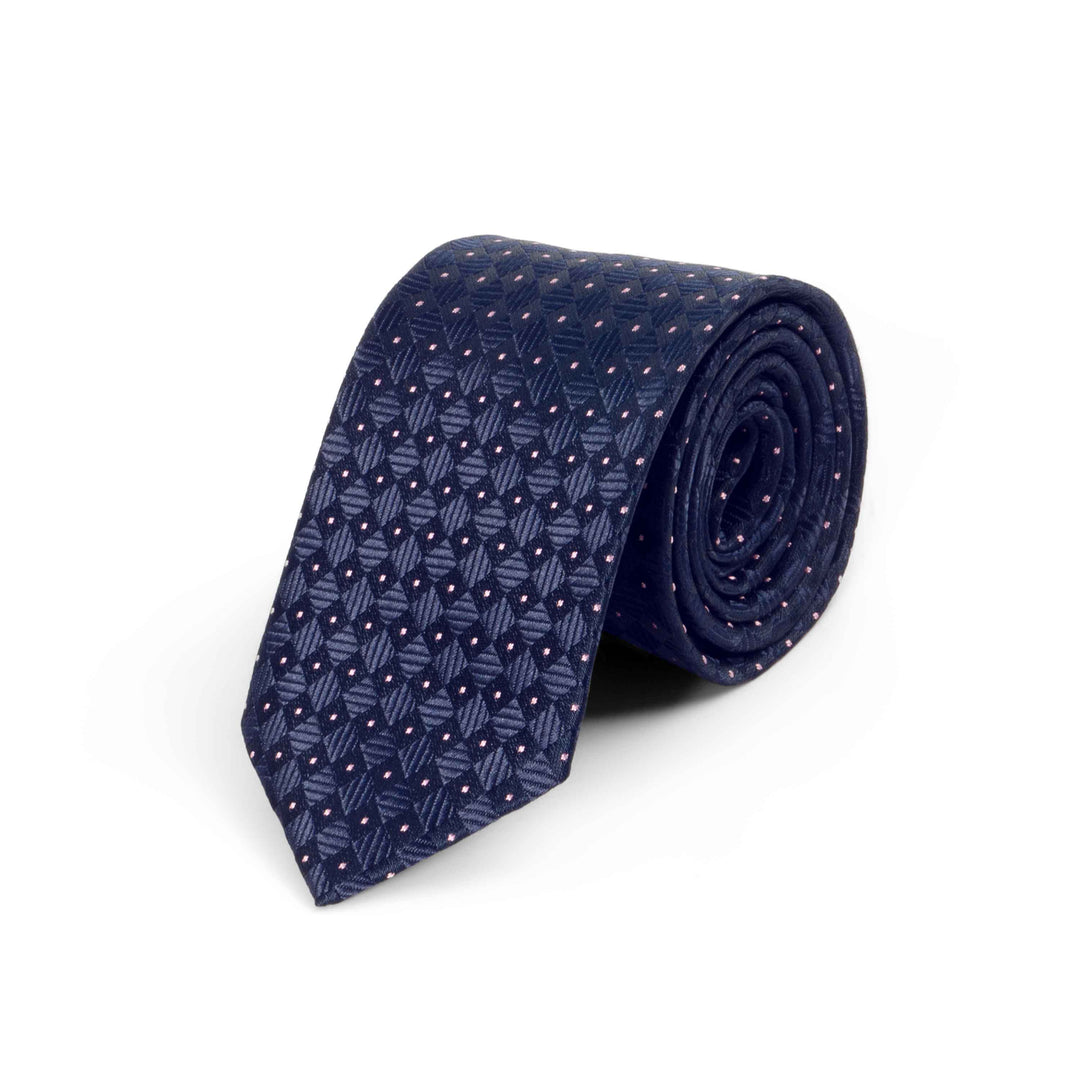 Men's Premium Geomatric Satin Dark Blue Tie