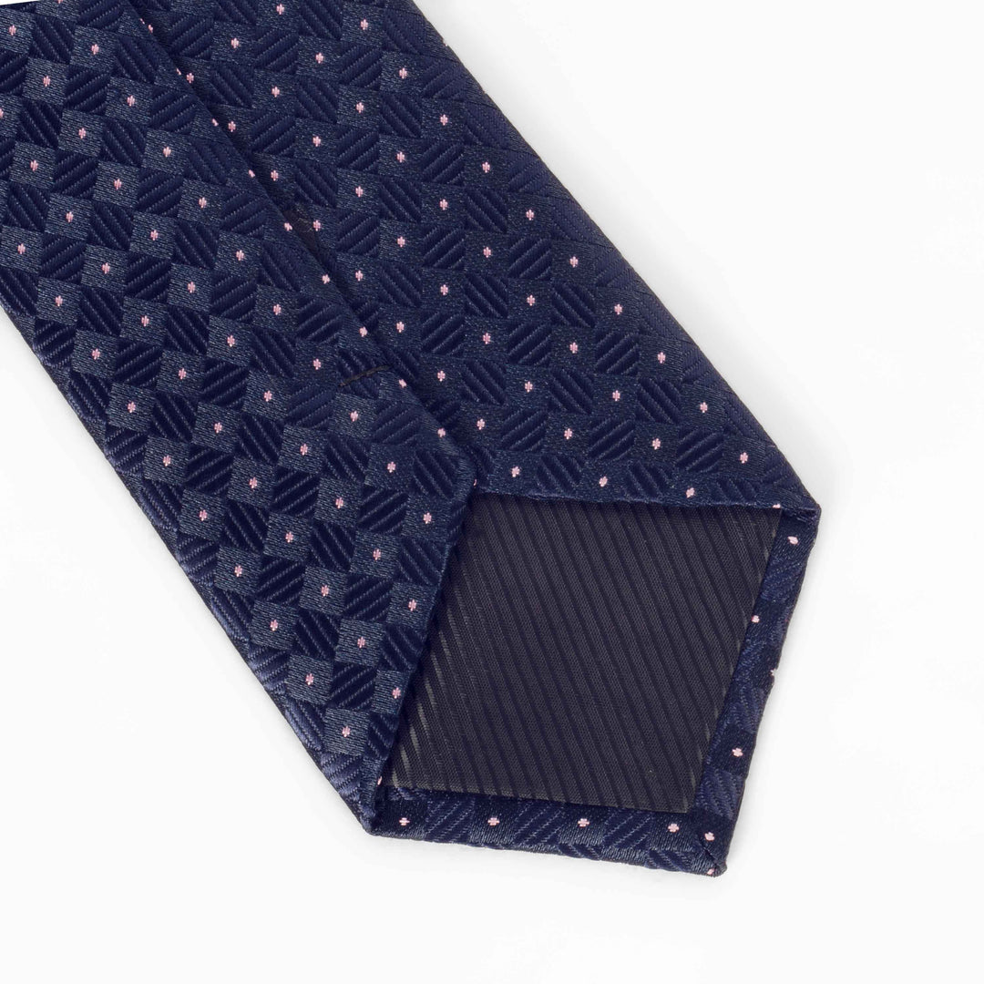 Men's Premium Geomatric Satin Dark Blue Tie