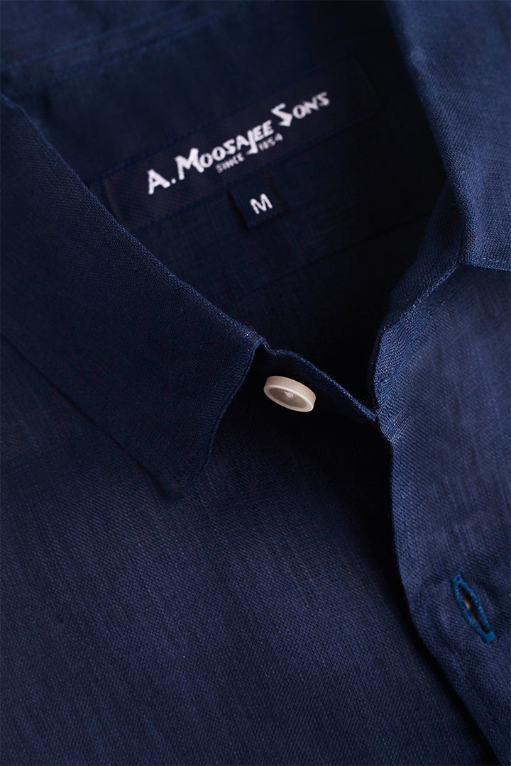 Navy Blue Premium Linen Shirt