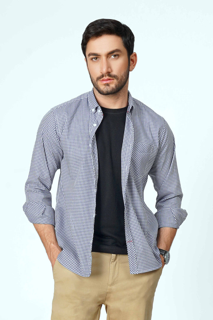 Navy Plaid Casual Shirt