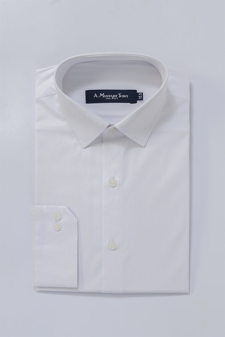 White Signature Diagonal Line Shirt