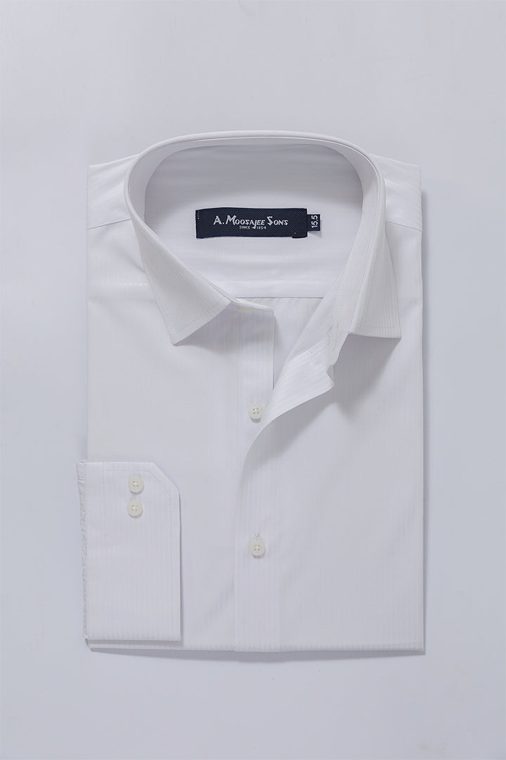 White Signature Diagonal Line Shirt