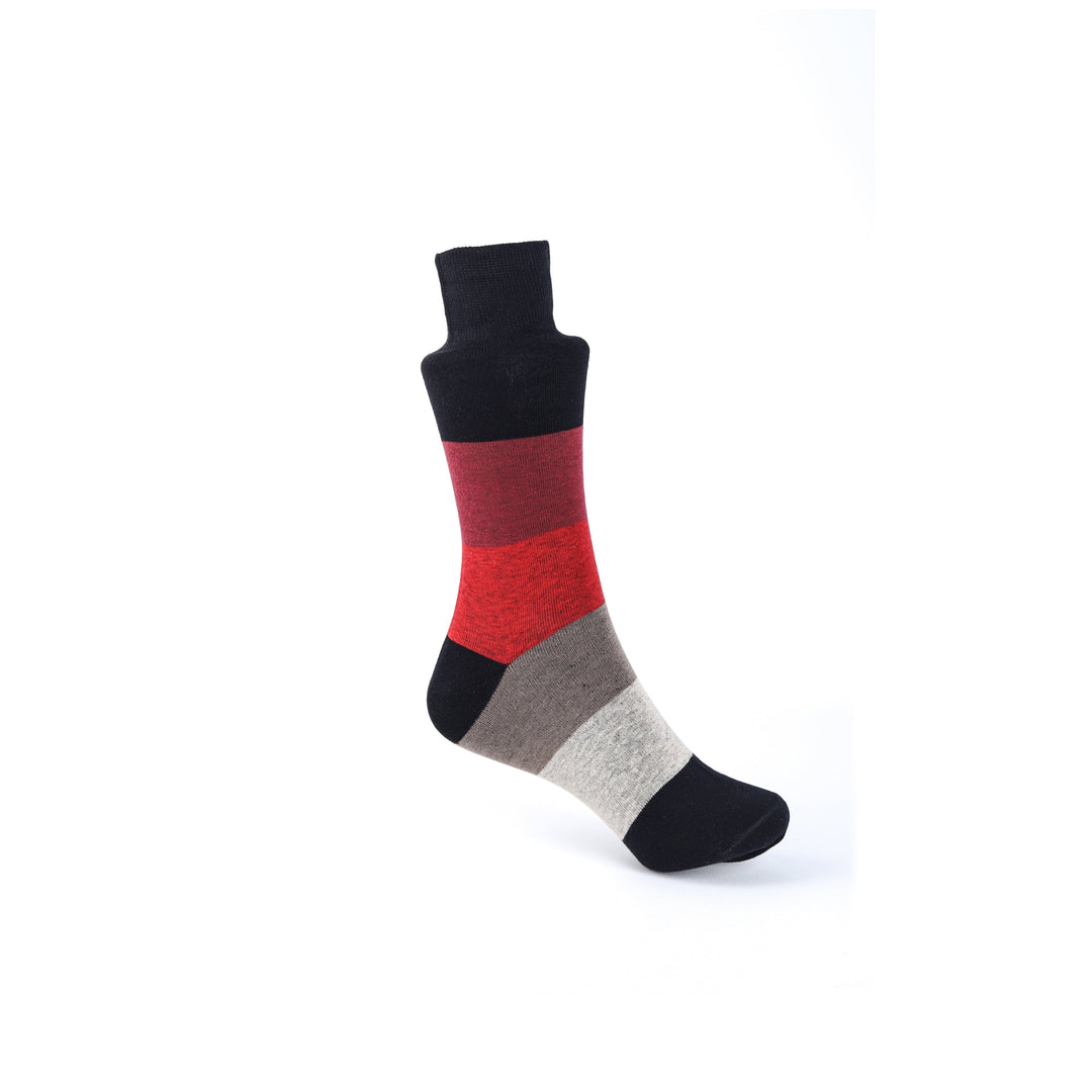 Men's Red & Grey Striped Cotton Socks